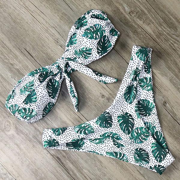 Solid Bandeau Bikini Set 2019 Sexy Swimsuit Women Bikini Brazilian Thong Swimwear Female Halter top Bathing Suit Swimming Wear