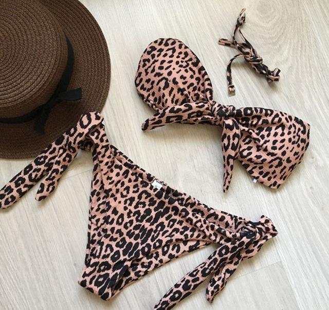 Solid Bandeau Bikini Set 2019 Sexy Swimsuit Women Bikini Brazilian Thong Swimwear Female Halter top Bathing Suit Swimming Wear