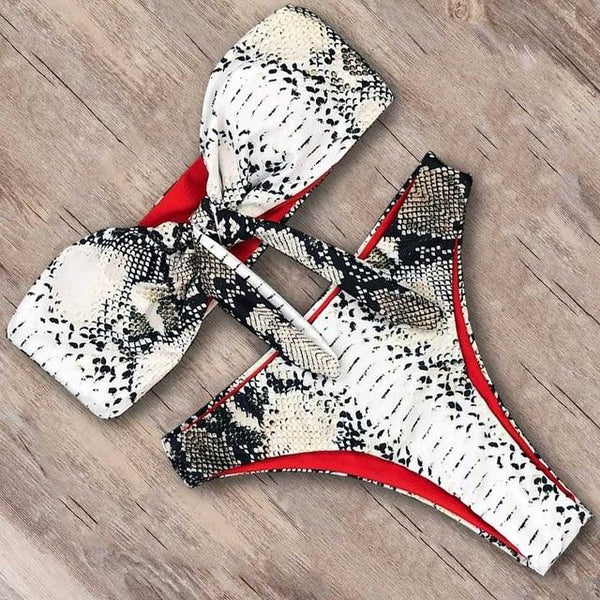Solid Bandeau Bikini Set 2019 Sexy Swimsuit Women Bikini Brazilian Thong Swimwear Female Halter top Bathing Suit Swimming Wear