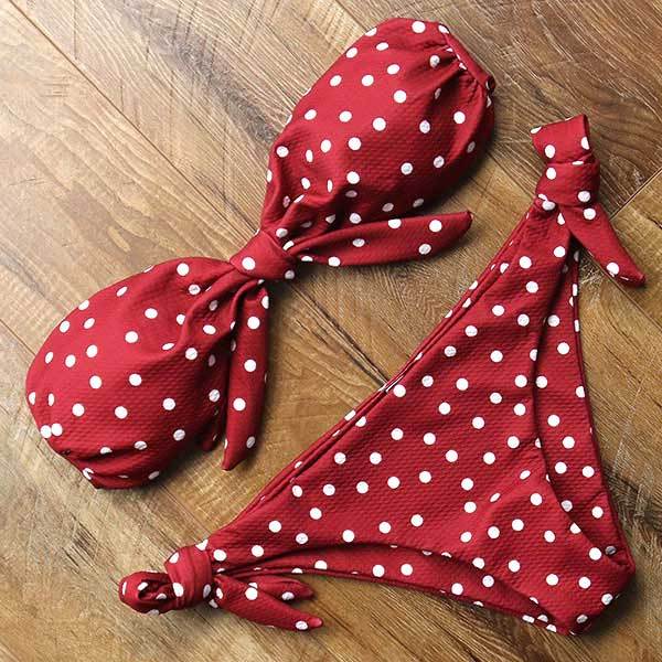 Solid Bandeau Bikini Set 2019 Sexy Swimsuit Women Bikini Brazilian Thong Swimwear Female Halter top Bathing Suit Swimming Wear