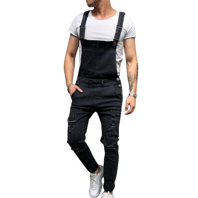 Puimentiua Men's Ripped denim shorts Distressed Bib Overalls Male Suspender trousers Torridity Playsuit Plus Size 3XL