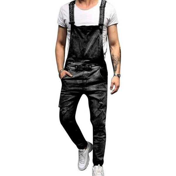 Puimentiua Men's Ripped denim shorts Distressed Bib Overalls Male Suspender trousers Torridity Playsuit Plus Size 3XL