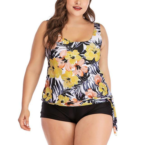 2019 Plus Size Swimming Suit For Women High Waist Bikini Print Tankini Swimjupmsuit Swimsuit Print Beachwear Padded Swimwear #A