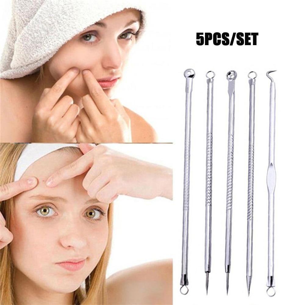 5pcs/set Extrusion of Acne Stick Against Black Dots Tools for Face Removing Black Dot Cleaning Pores Blackhead & Blemish Remover