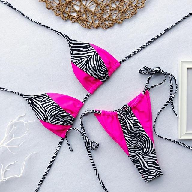 Triangle Leopard Bikinis 2019 Mujer Biquini Neon Green String Tie Tiny Bikini Sexy Thong Swimsuit push up Micro Bathers 3939