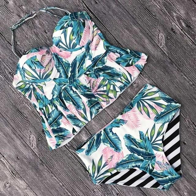 2019 Push Up Tankini Set Swimsuit Women Swimwear Plus Two Piece Suits Print Bathing Suit Beach Wear Swim Maillot De Bain Female