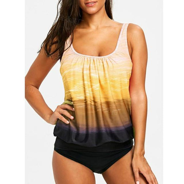 2018 Tankini Plus Size Swimming Suit 5XL Loose Swimsuit Women's Separate Bikini Waist Bather Push Up Padded Wire Free Swimwear