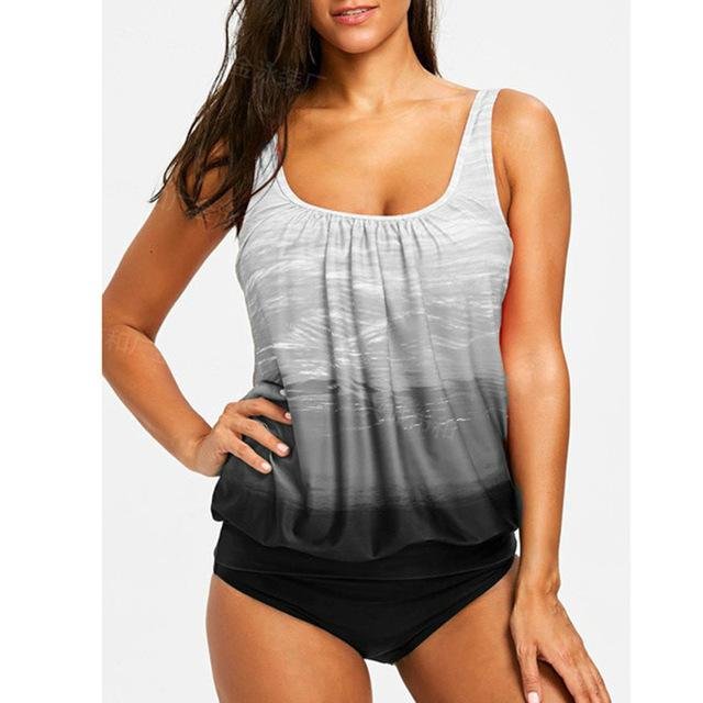 2018 Tankini Plus Size Swimming Suit 5XL Loose Swimsuit Women's Separate Bikini Waist Bather Push Up Padded Wire Free Swimwear