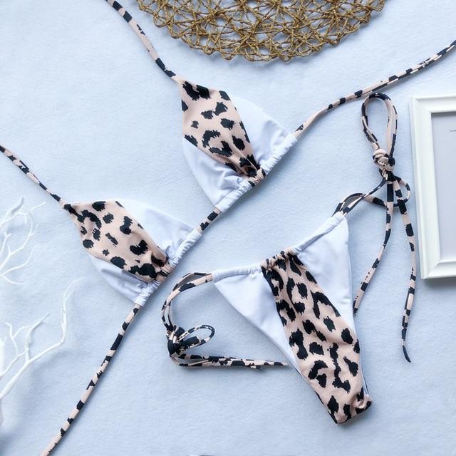 Peachtan Halter leopard bikini 2019 ladies swimwear women Sexy swimsuit Female bathing suit Summer beach wear Micro bikini set