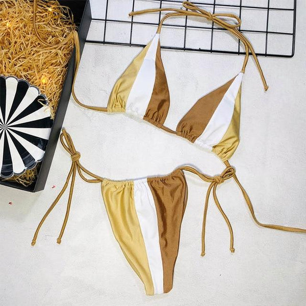 Peachtan Halter leopard bikini 2019 ladies swimwear women Sexy swimsuit Female bathing suit Summer beach wear Micro bikini set