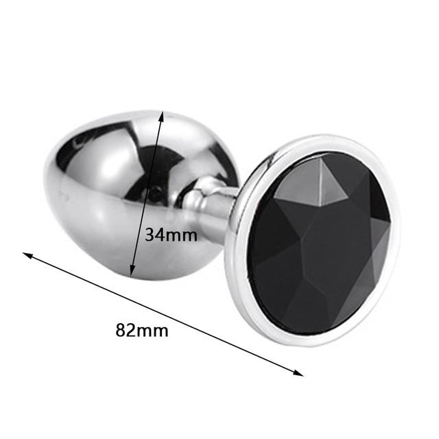 Runyu Intimate Metal Anal Plug With Crystal Jewelry Smooth Butt Plug Anal Bead Anus Dilator Anal Toys for Men/Women