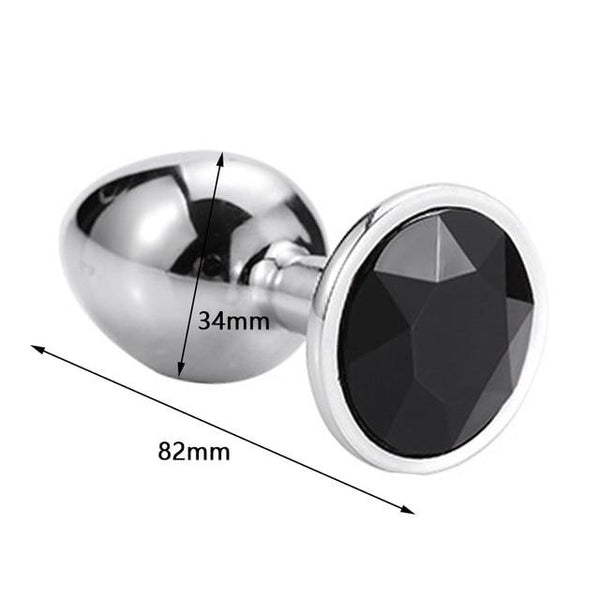 Runyu Intimate Metal Anal Plug With Crystal Jewelry Smooth Butt Plug Anal Bead Anus Dilator Anal Toys for Men/Women