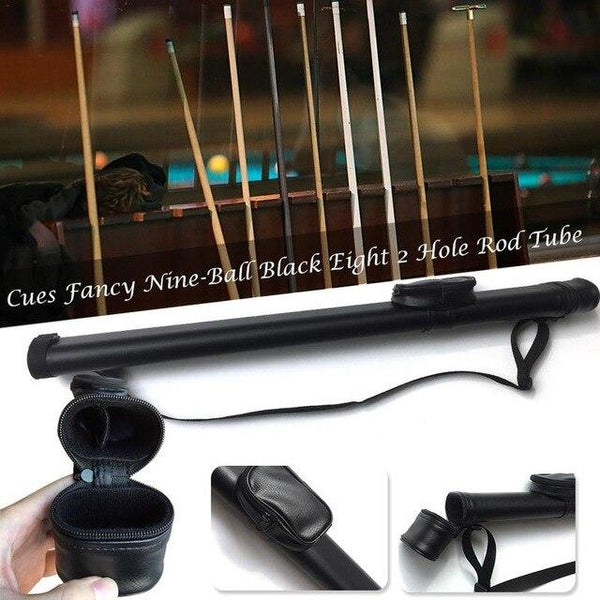 Portable Hard Pool Cue Stick Carrying Case Billiard Canister 2 Holes 1 Butt+1 Shaft Black Snooker & Billiard Accessories
