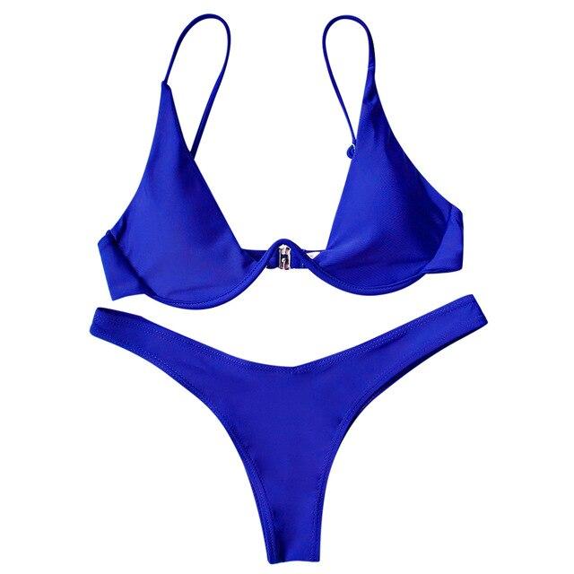 2019 New Bikinis Underwired Plunge Bathing Suit Women Swimsuit Low Waisted Bathing Suits Push Up Bikini Set Plus Size Swimwear