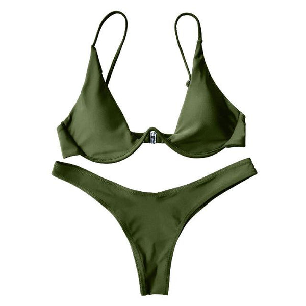 2019 New Bikinis Underwired Plunge Bathing Suit Women Swimsuit Low Waisted Bathing Suits Push Up Bikini Set Plus Size Swimwear