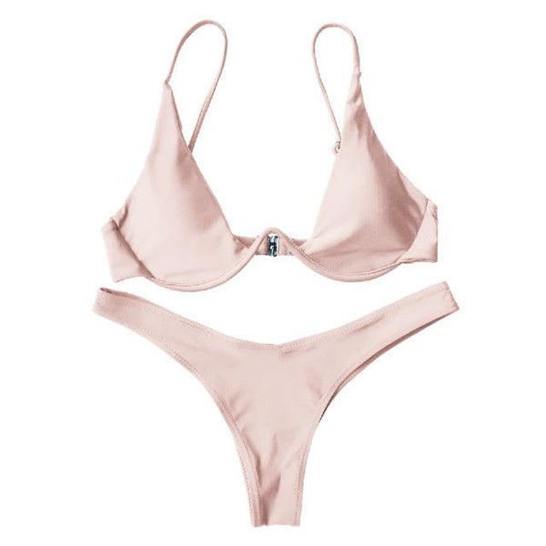 2019 New Bikinis Underwired Plunge Bathing Suit Women Swimsuit Low Waisted Bathing Suits Push Up Bikini Set Plus Size Swimwear