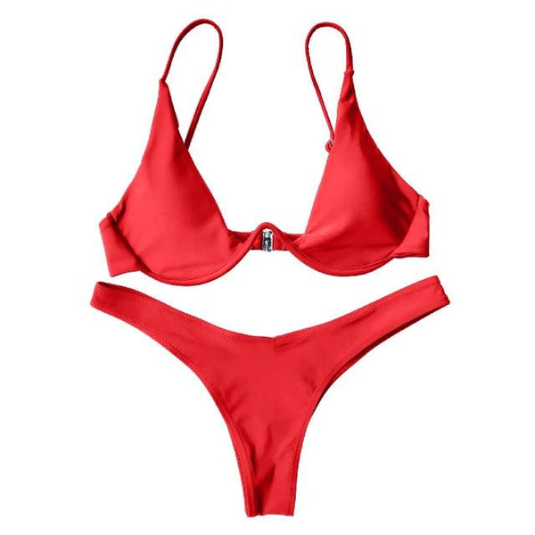 2019 New Bikinis Underwired Plunge Bathing Suit Women Swimsuit Low Waisted Bathing Suits Push Up Bikini Set Plus Size Swimwear