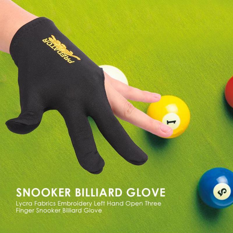 New Lycra Fabrics Embroidery Left Hand Open Three Finger Snooker Billiard Cue Glove Pool Fitness Accessories Dropshipping