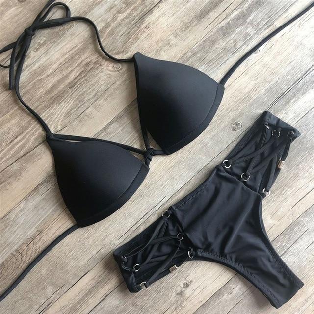 2019 Gold Stamping Women Bikini Set Sexy Padded Women Swimsuit Push Up Bikini Swimwear Summer Beachwear Brazil Bathing Suit