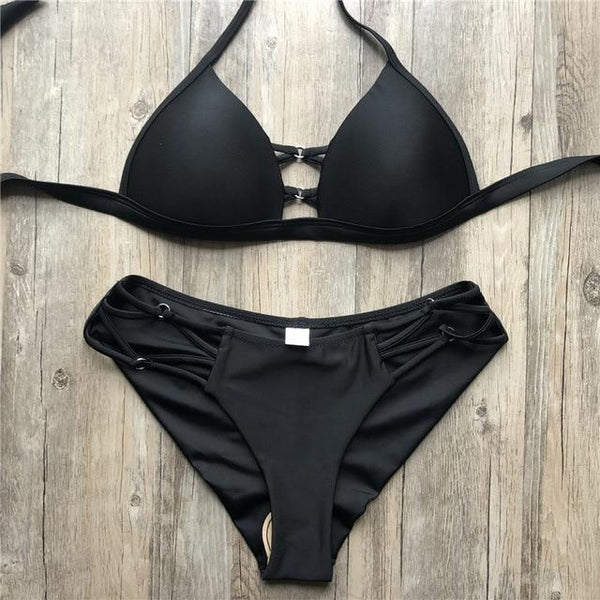 2019 Gold Stamping Women Bikini Set Sexy Padded Women Swimsuit Push Up Bikini Swimwear Summer Beachwear Brazil Bathing Suit