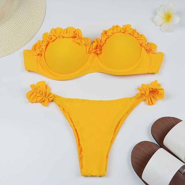 2019 White Flower Bikini Female Bather Black Floral Swimsuit Sexy Brazilian Bathing Suit Push Up Swimming Women Swimwear