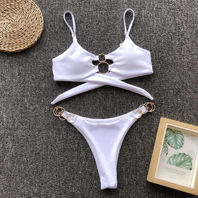 Bikini Set 2019 Hot Selling Simple Ring Accessories Women Swimwear Bikini New Style Push Up Padded Swimming Suit Bathing Suit