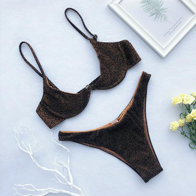 2019 Womens Sequins Padded Push Up Swimming Suit Swimsuit Swimwear Beachwear Female Brazilian Bikini Set