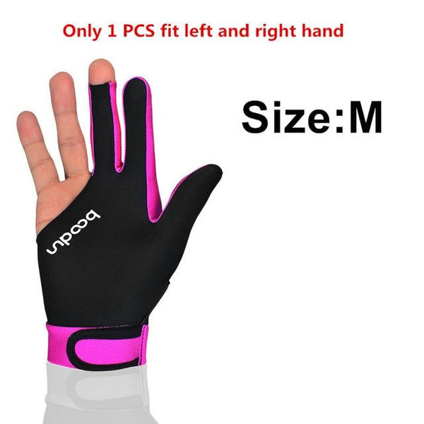 Boodun 1PCS 3 Fingers Billiard Gloves Pool Snooker Glove for Men Women Fits Left Right Hand Billiard Shooters Snooker Gloves