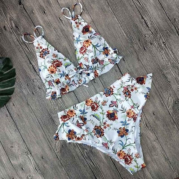 2019 Bikinis Women Swimwear Push Up Bikini Set Swimsuit Top Solid Bottom Print Brazilian Biquini Bathing Suit Swim Wear Beach