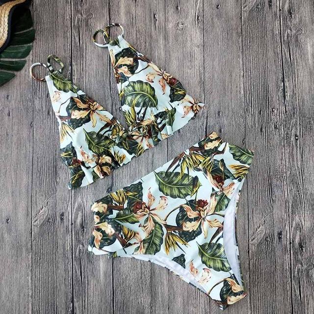 2019 Bikinis Women Swimwear Push Up Bikini Set Swimsuit Top Solid Bottom Print Brazilian Biquini Bathing Suit Swim Wear Beach