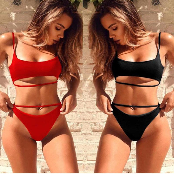 Sexy Bikini Set Women Solid Bandage Bikinis Swimwear Summer Tube Top New Swimsuit Bathing Suit Female Beachwear Biquini