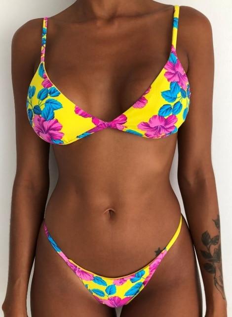 Sexy bikini 2019 floral print strappy Swimwear women Bikini set Biquini bathing suit Swimsuit thong Brazilian beach wear
