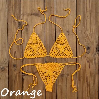 13 Color Handmade bikini Sets crochet black lace thong string swimwear Sunbathing swimsuit