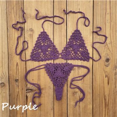 13 Color Handmade bikini Sets crochet black lace thong string swimwear Sunbathing swimsuit