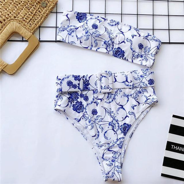 High waist Brazilian neon bikini 2019 Belt swimwear women Bandeau swimsuit female Push up bathing suit Summer bathers biquini