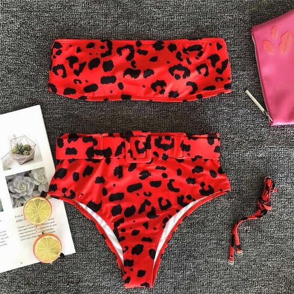 High waist Brazilian neon bikini 2019 Belt swimwear women Bandeau swimsuit female Push up bathing suit Summer bathers biquini