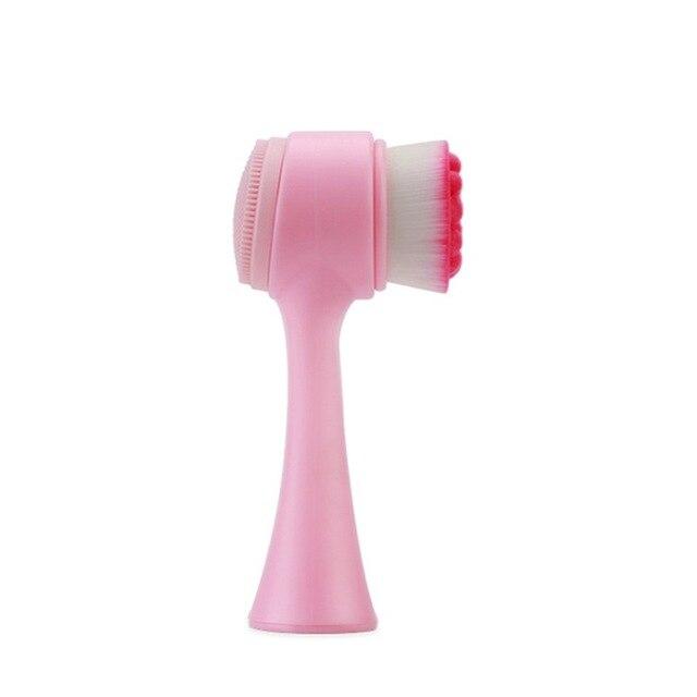 Double Side Silicone Facial Cleanser Wash Brush Soft Mild Fiber Face Cleaning Portable Size Face Massage Washing Skin Care Tool