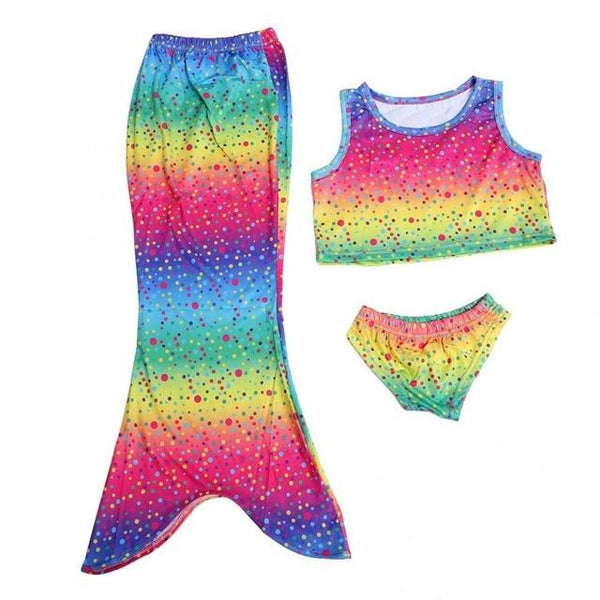 Girls Kids Tail Swimming Suit Swimmable Bikini Set Costume Cosplay Swimwear Push Up Swimwear
