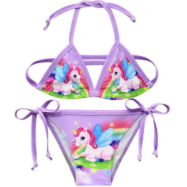 2019 New Unicorn Girls Swimsuit Two Piece 3-12 Years Children's Swimwear Unicorn Bikini Set For Girl Swimming Beachwear G48-8073