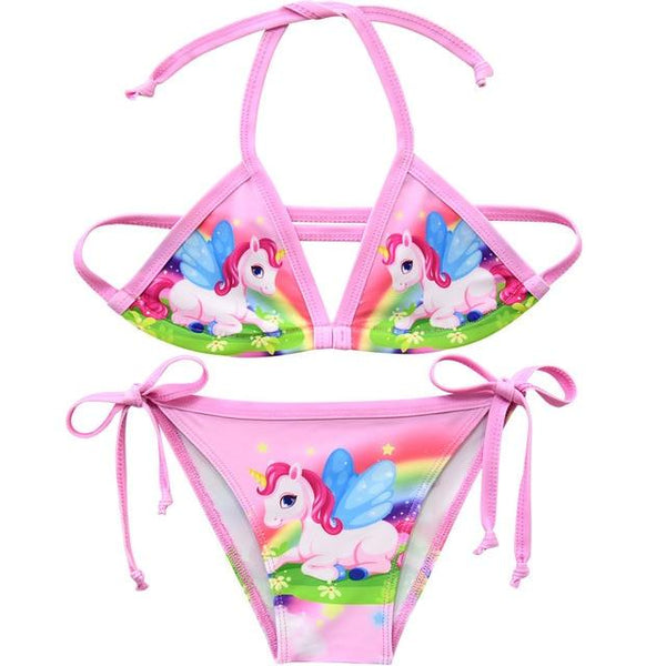 2019 New Unicorn Girls Swimsuit Two Piece 3-12 Years Children's Swimwear Unicorn Bikini Set For Girl Swimming Beachwear G48-8073