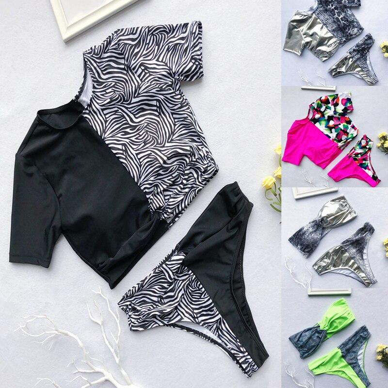 Bikini Fashion 2019 Women Swimwear 2 Piece Snake Print Bikini Waist High Swimsuit Push Up Beachwear Summer Swim Wear For Women