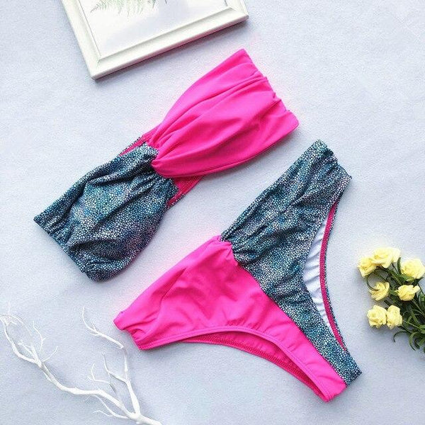 Bikini Fashion 2019 Women Swimwear 2 Piece Snake Print Bikini Waist High Swimsuit Push Up Beachwear Summer Swim Wear For Women