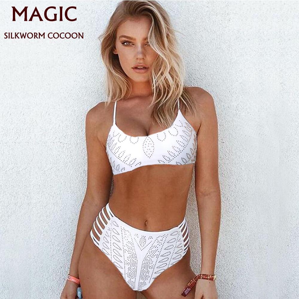 White High Waist Bikinis Sexy Solid Thong Bikini Set Women Swimming Suit Brazilian Swimsuit Bathing Suit Beach Maillot De Bain