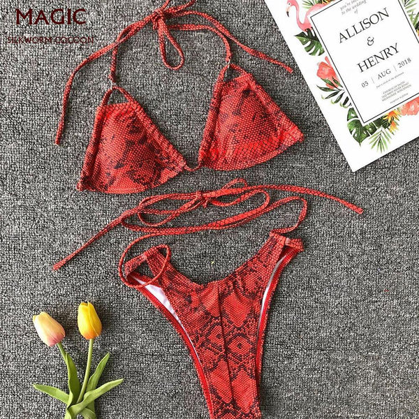 High Waist Bikinis New Sexy snakeskin print swim Suit Maillot De Bain Femme Bathing Suit Women Two piece Swimwear Bikini Push Up