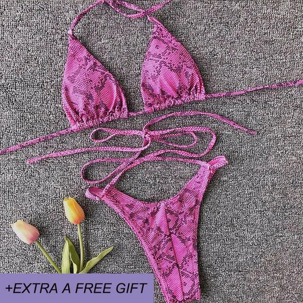 High Waist Bikinis New Sexy snakeskin print swim Suit Maillot De Bain Femme Bathing Suit Women Two piece Swimwear Bikini Push Up
