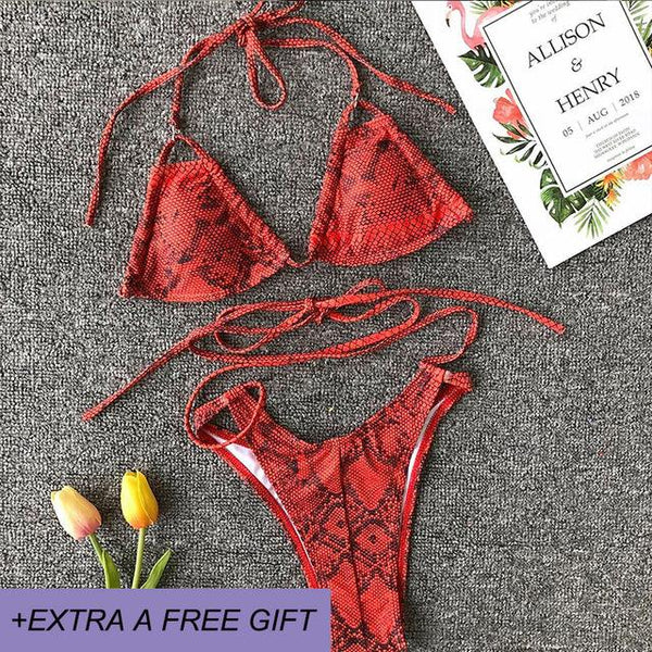 High Waist Bikinis New Sexy snakeskin print swim Suit Maillot De Bain Femme Bathing Suit Women Two piece Swimwear Bikini Push Up