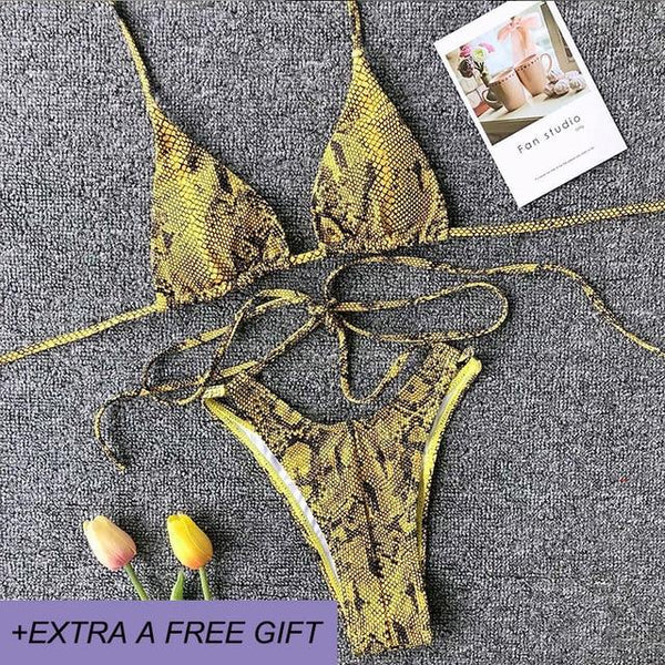 High Waist Bikinis New Sexy snakeskin print swim Suit Maillot De Bain Femme Bathing Suit Women Two piece Swimwear Bikini Push Up