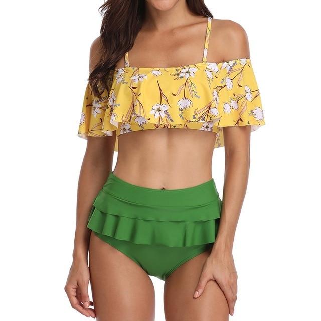 Brazilian Swimwear Women Beach Girls Off Shoulder Tankini Two Piece Swimsuit Summer 2019 Swim Suits Maillot De Bain Femme 2018