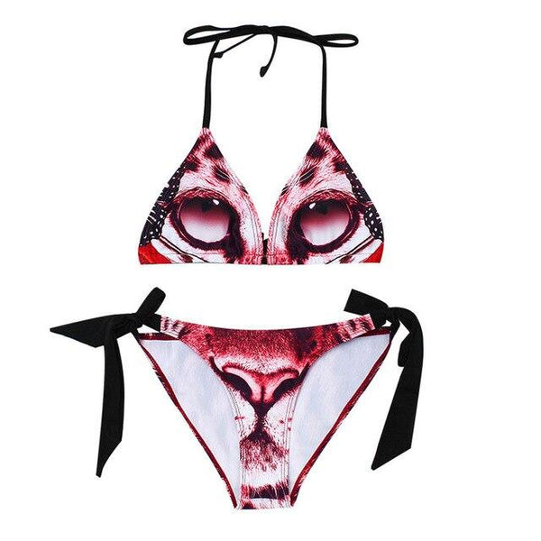 Women's Print Floral Surf Suit Split Prone Swimsuit Two wpiece Beachwear Wire Free Swimsuit With Pad Summer Swimming Swimwear