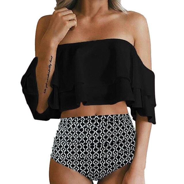 Women Hight Waist Printed Bikini Set Push-Up Padded Bathing Swimwear Swimsuit biquini cintura alta conjunto women swimming suit